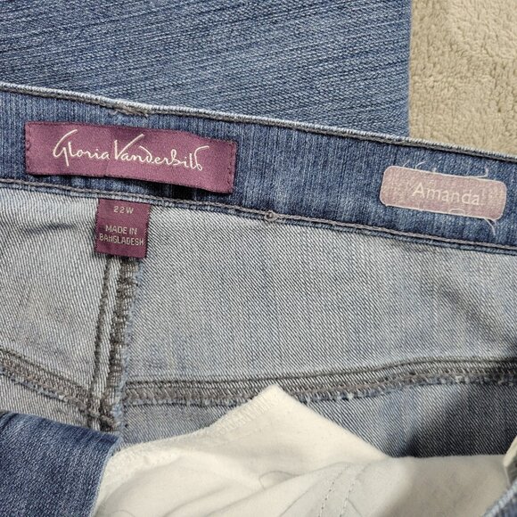 Gloria Vanderbilt Amanda Womens Jeans 22W Plus Medium Blue Denim Zip Fly SL32E - Picture 7 of 10